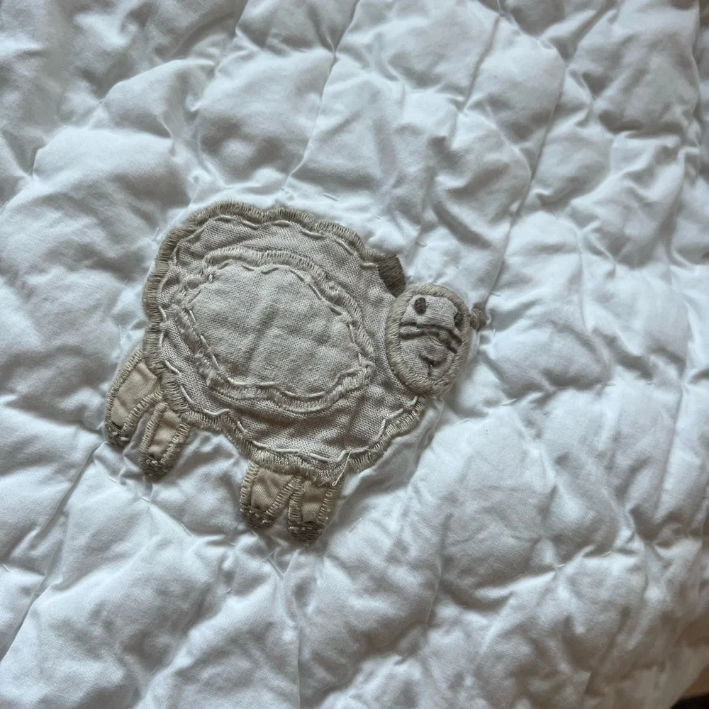 Pottery Barn Kids Cream and Beige Sheep Quilted Baby Blanket